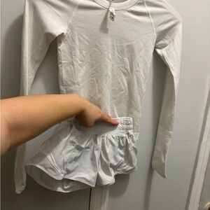 White Long Sleeve Shirt and Shorts Set